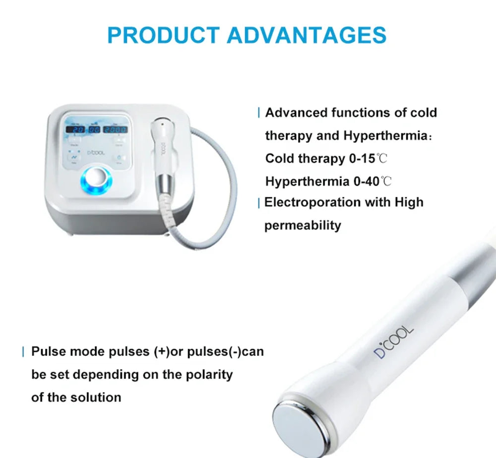 Equipamento D-Cool Electroporação ION - Massageador Crioterapia Facial Profissional