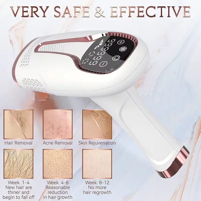 Depilador IPL Laser Feminino Profissional - Luz Pulsada Elétrico Rosto Corpo Biquíni 999.999 Flashes