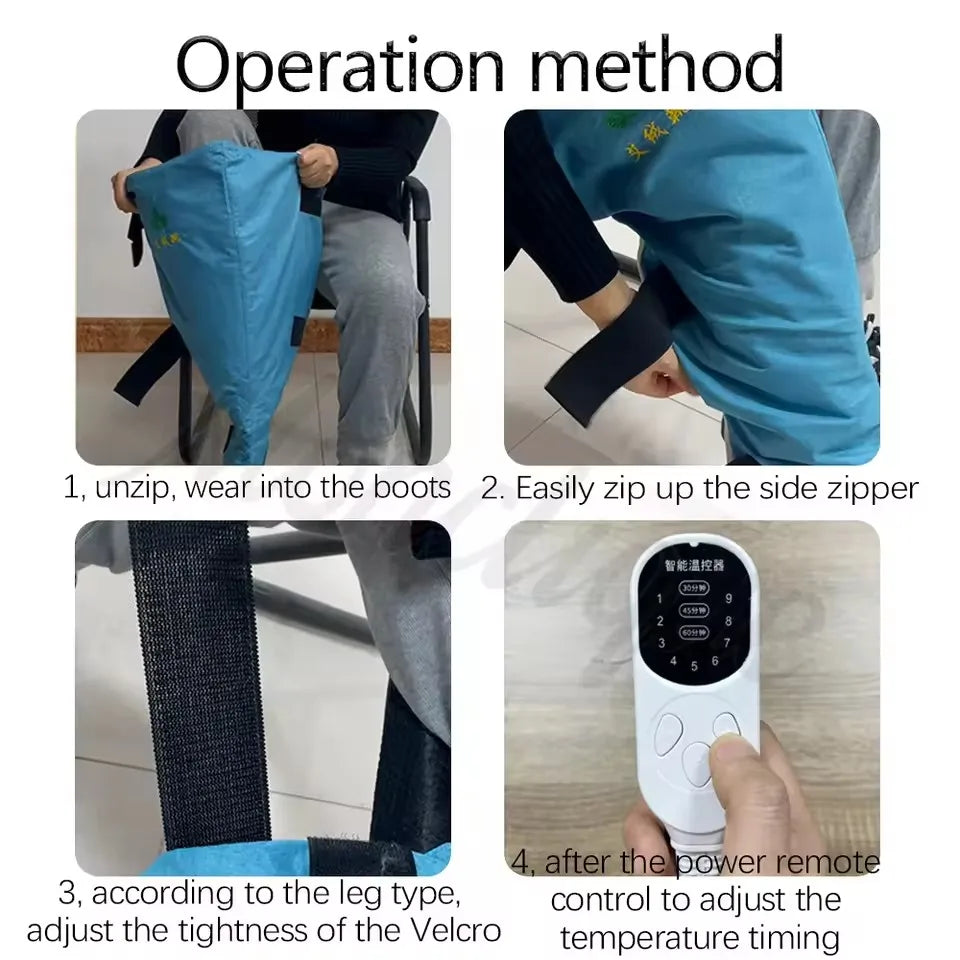 Electric Leg Massager Heat Compress Compression Foot Leg Recovery Boots for Improved Leg Blood Circulation With Remote Control