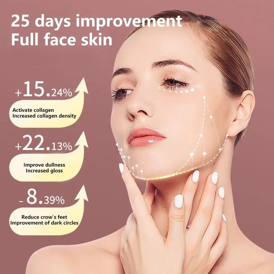 Dispositivo Lifting Facial LED Fototerapia - Massageador Vibracional Aquecido Papada Rosto V