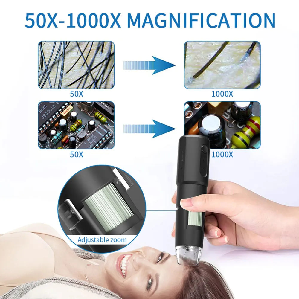 Dermatoscópio Wireless Analisador Pele Couro Cabeludo - Máquina Análise Facial Corporal Microscópio Eletrônico Profissional
