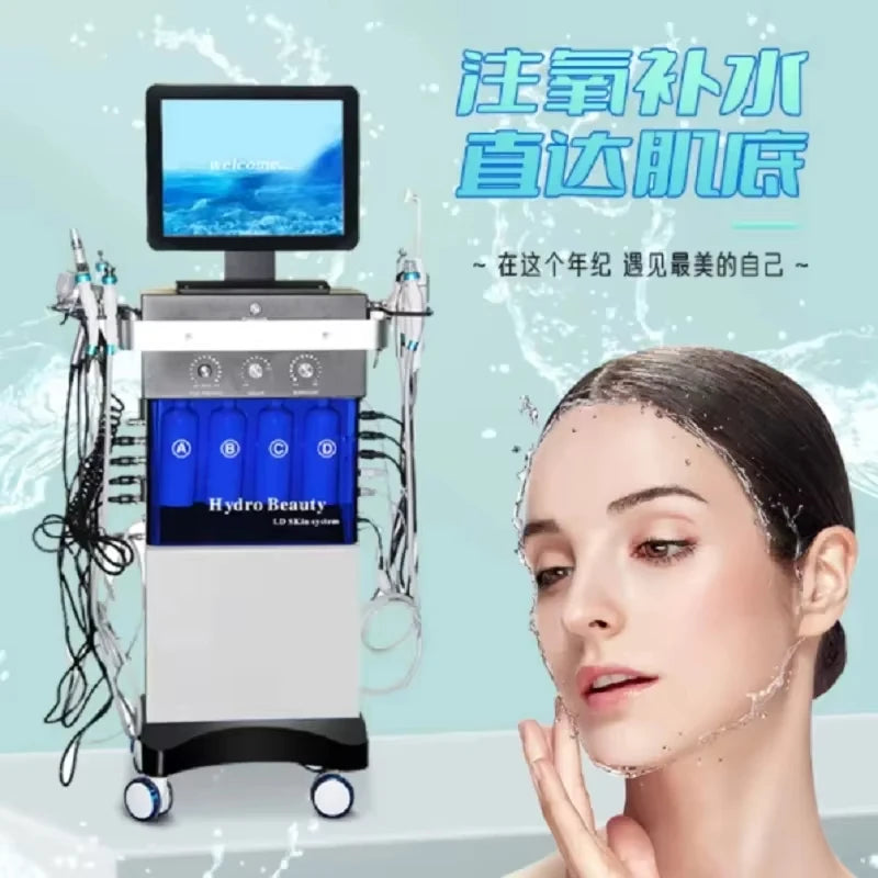 Equipamento Estético Feminino 14 em 1 - Oxigenação Bolhas e Hidrodermabrasão Facial