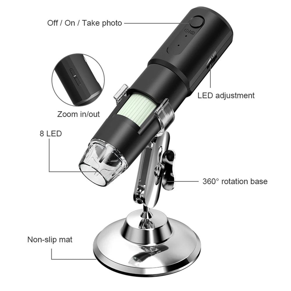 Dermatoscópio Wireless Analisador Pele Couro Cabeludo - Máquina Análise Facial Corporal Microscópio Eletrônico Profissional
