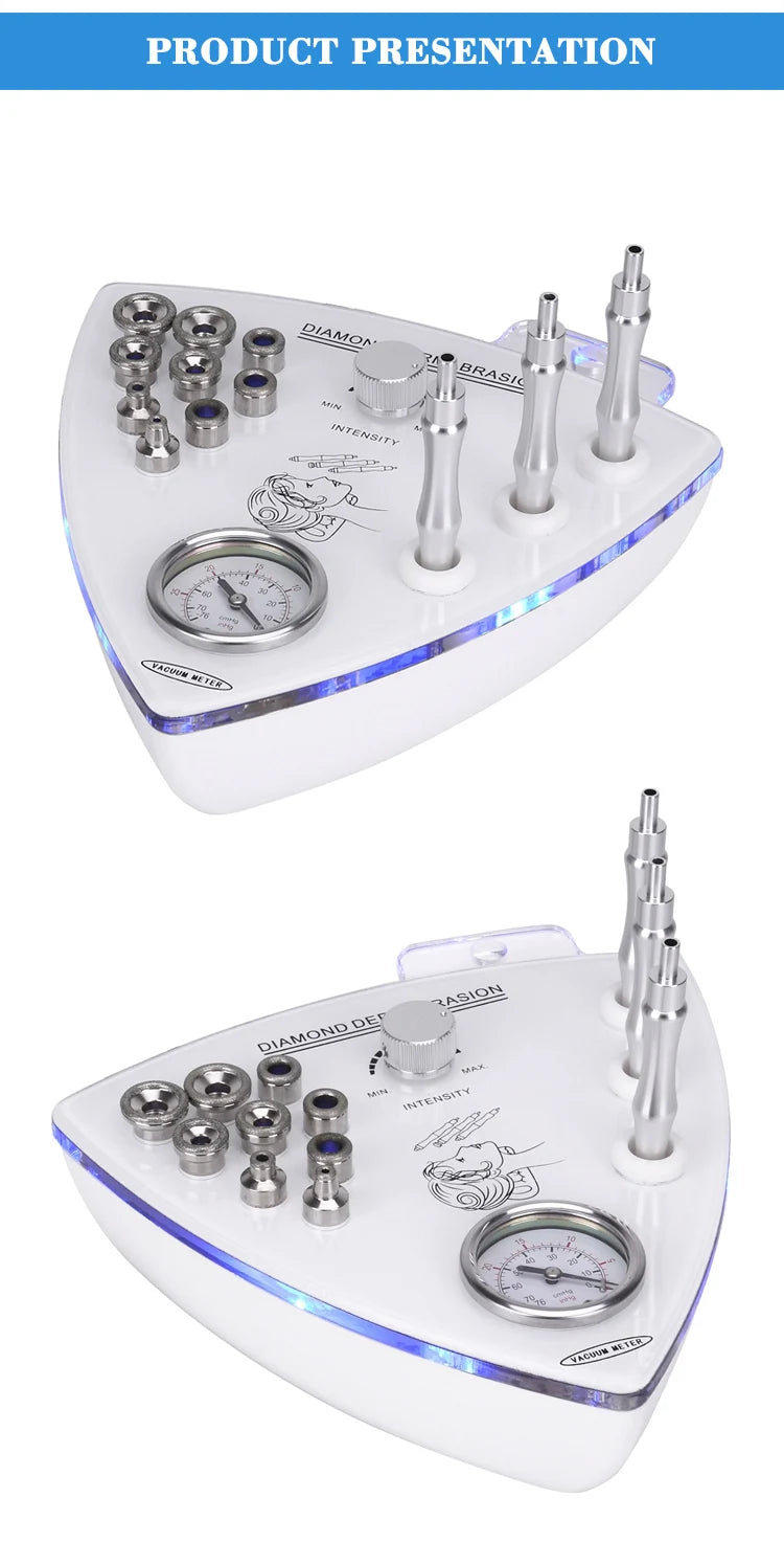 Máquina Microdermoabrasão Diamante Profissional - 65-68cmHg com 9 Pontas para Esfoliação Facial