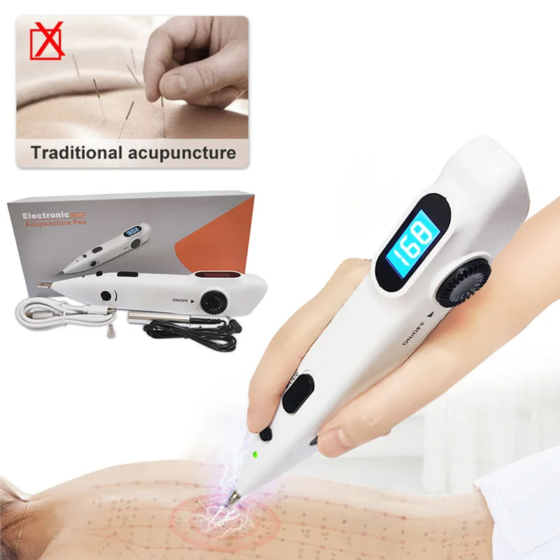 Caneta Acupuntura Eletrónica TENS - Terapia Laser Digital para Massagem e Estimulação Muscular