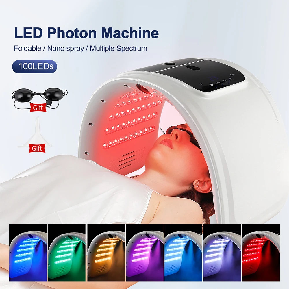 Máquina LED Fóton 7 Cores com Nano Spray - Máscara Hidratante Rosto e Corpo Salão SPA Casa