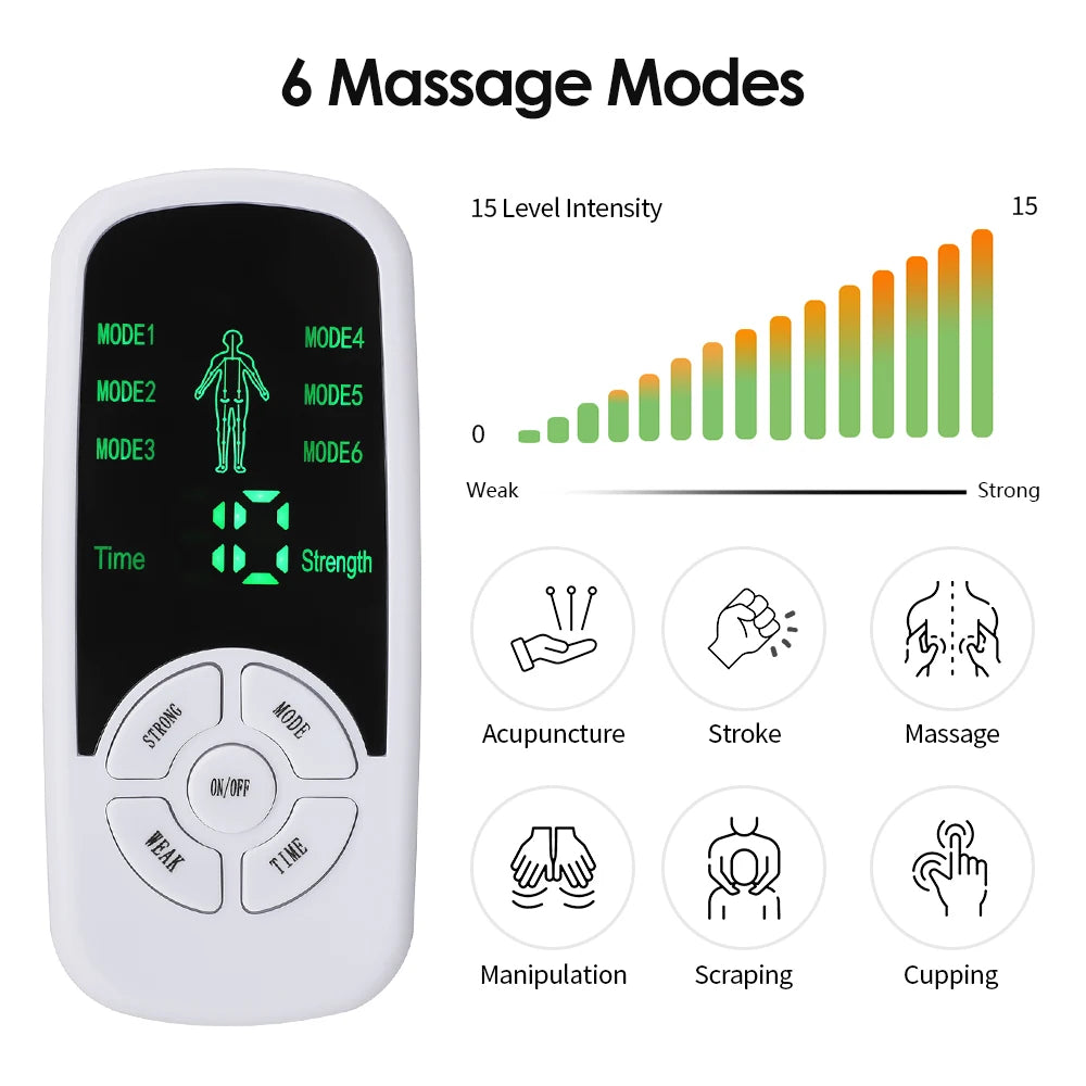 Estimulador Muscular Elétrico EMS - Luvas Massagem Elétrodos Terapia Meridiana Digital