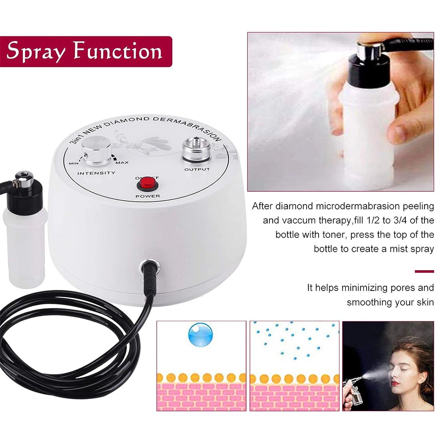 Máquina Microdermoabrasão Diamante Profissional - Peeling Facial Cuidados Pele Remoção Pontos Negros