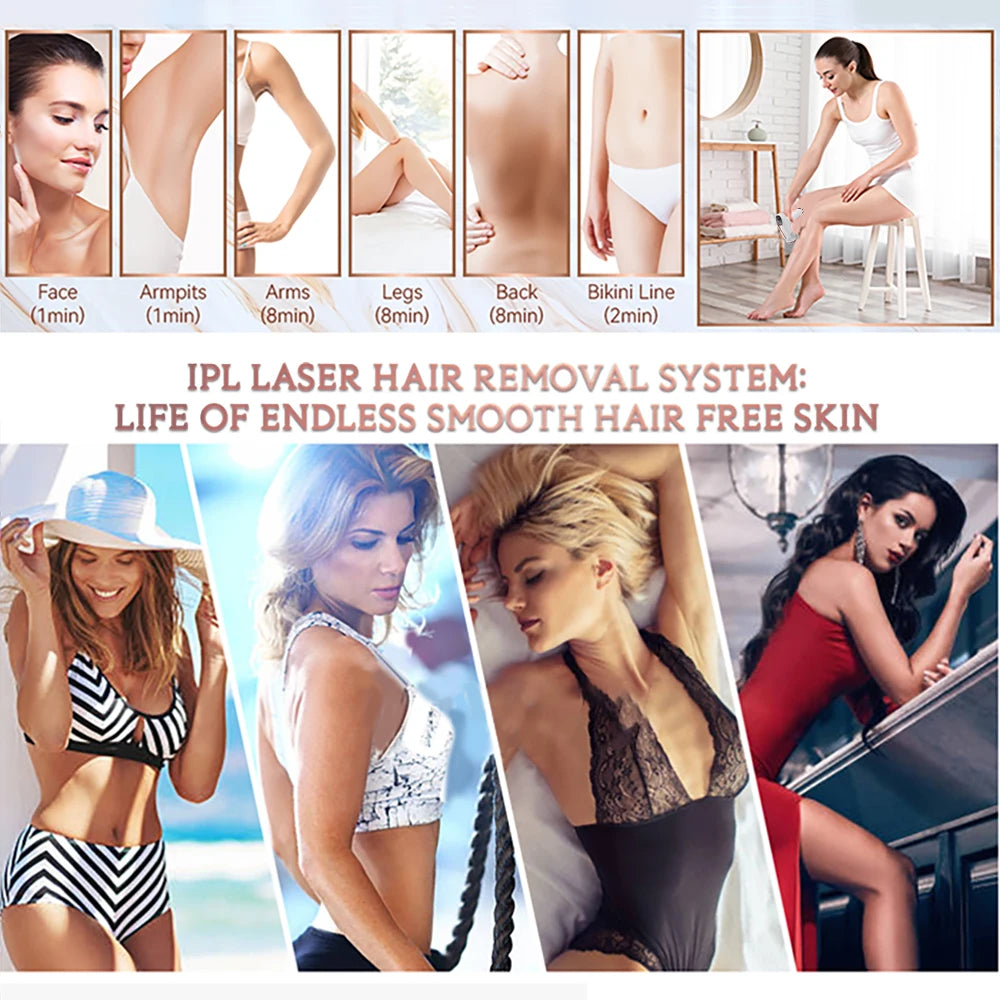 Depilador IPL Laser Feminino Profissional - Luz Pulsada Elétrico Rosto Corpo Biquíni 999.999 Flashes