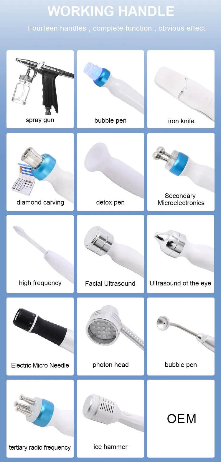 Equipamento Estético Feminino 14 em 1 - Oxigenação Bolhas e Hidrodermabrasão Facial