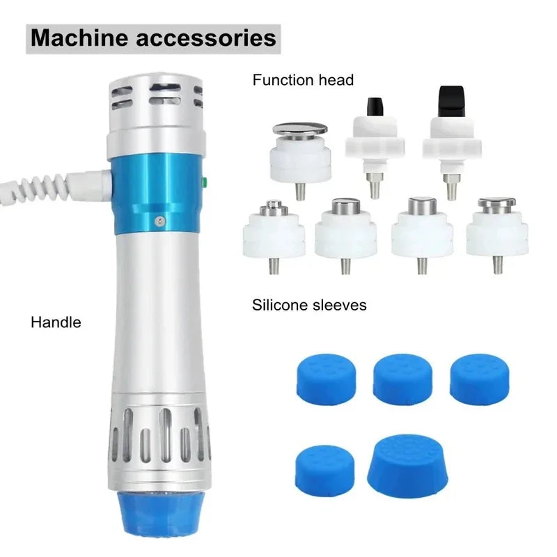 Máquina Terapia Ondas de Choque 300mj - 7 Cabeças Massagem Corporal Fisioterapia Alívio Dor