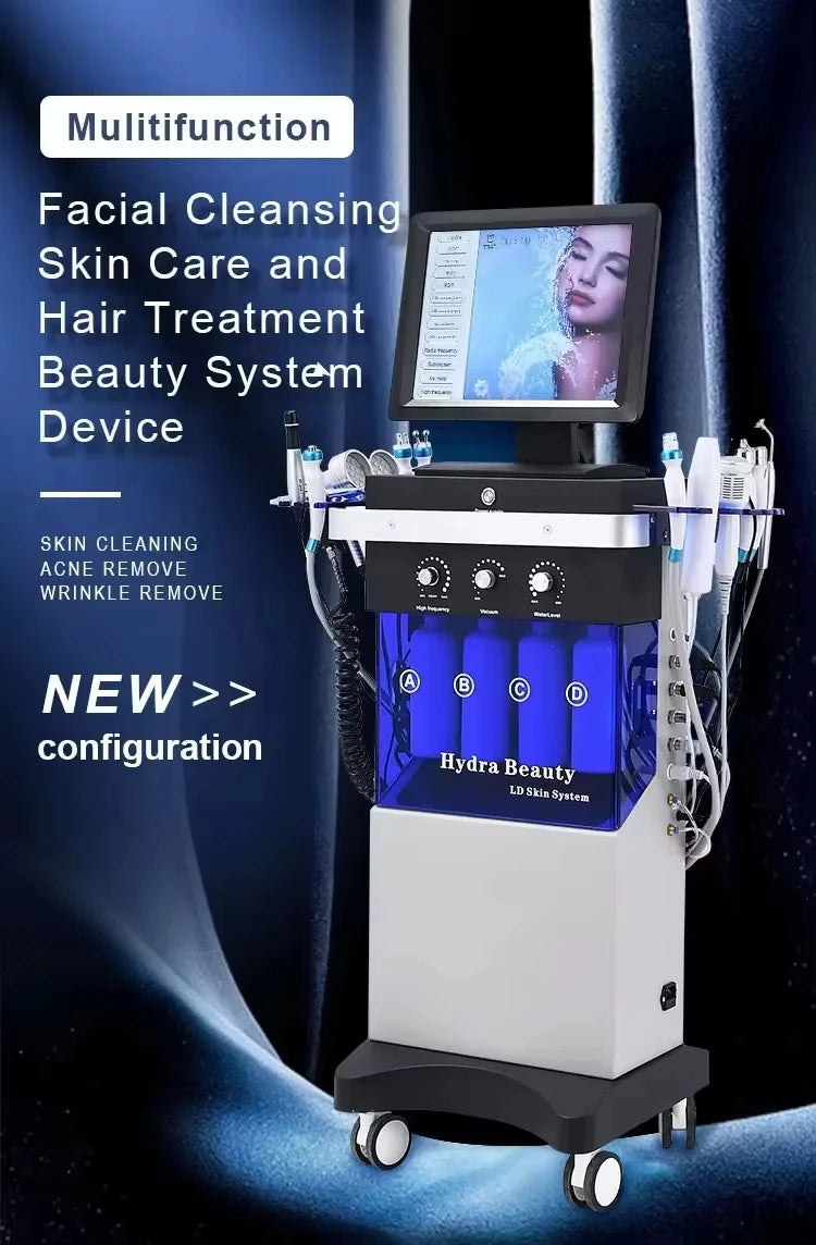 Equipamento Estético Feminino 14 em 1 - Oxigenação Bolhas e Hidrodermabrasão Facial