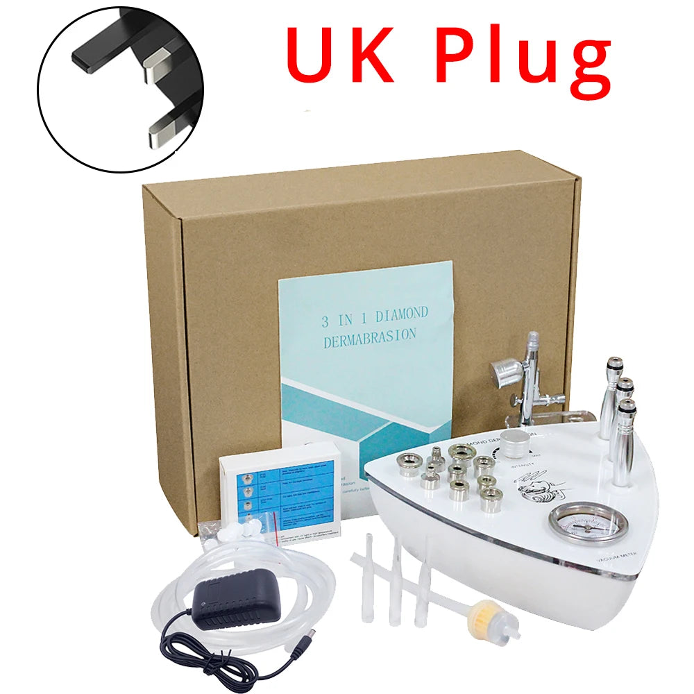 Máquina Microdermoabrasão Diamante 3 em 1 - Vácuo 65-68cmHg Esfoliação Peeling Hidratação