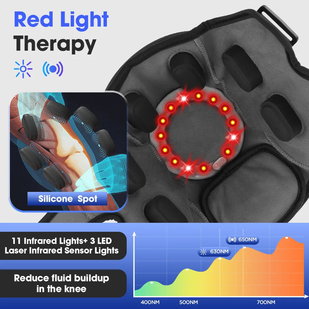 Massageador de Joelho Infravermelho - Compressão Térmica, Vibração e Fisioterapia