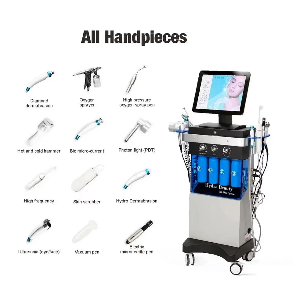 Equipamento Estético Feminino 14 em 1 - Oxigenação Bolhas e Hidrodermabrasão Facial