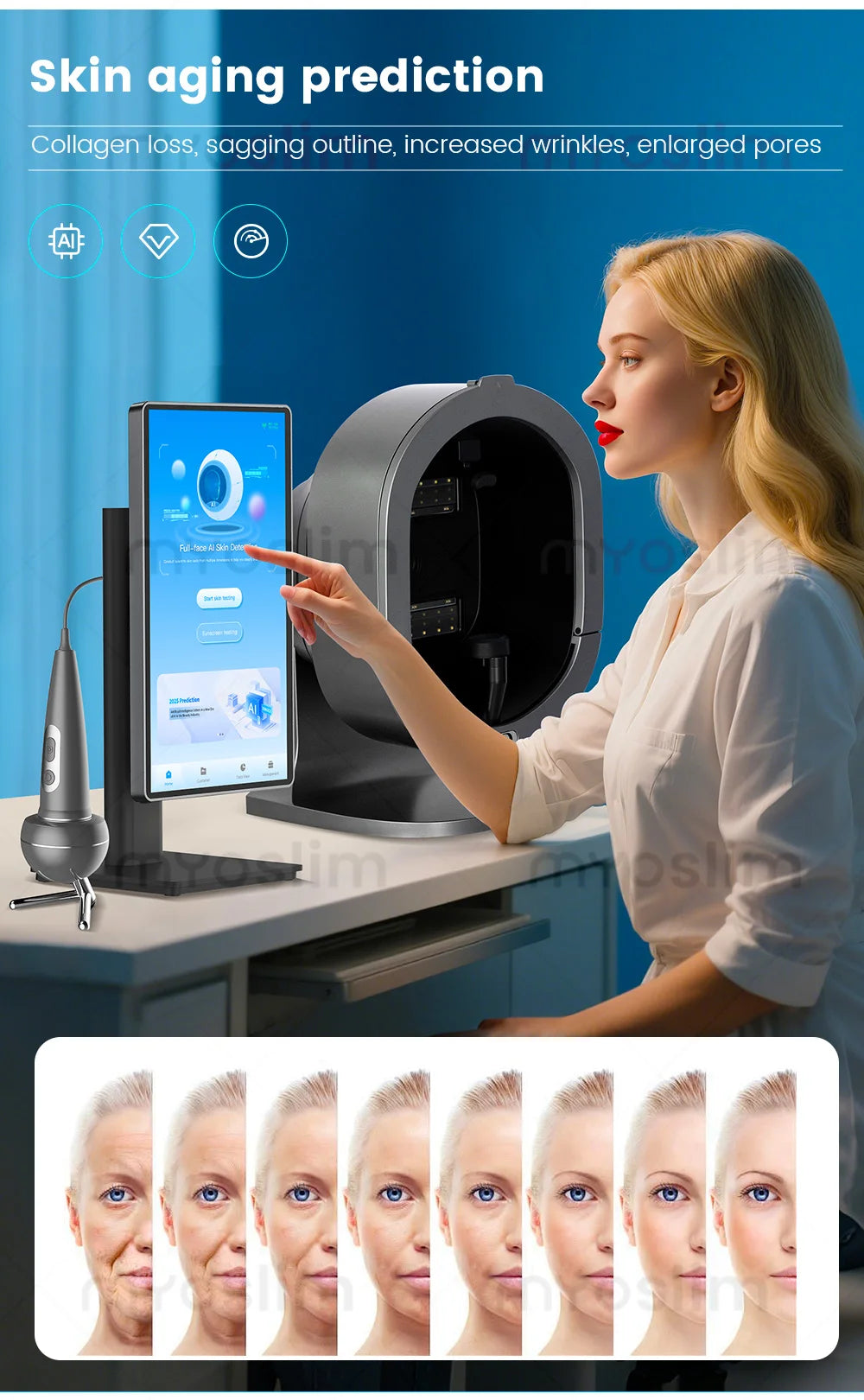 Analisador 3D Facial AI 15.6/21.5 Polegadas - Máquina Análise Pele Inteligência Artificial Scanner Couro Cabeludo