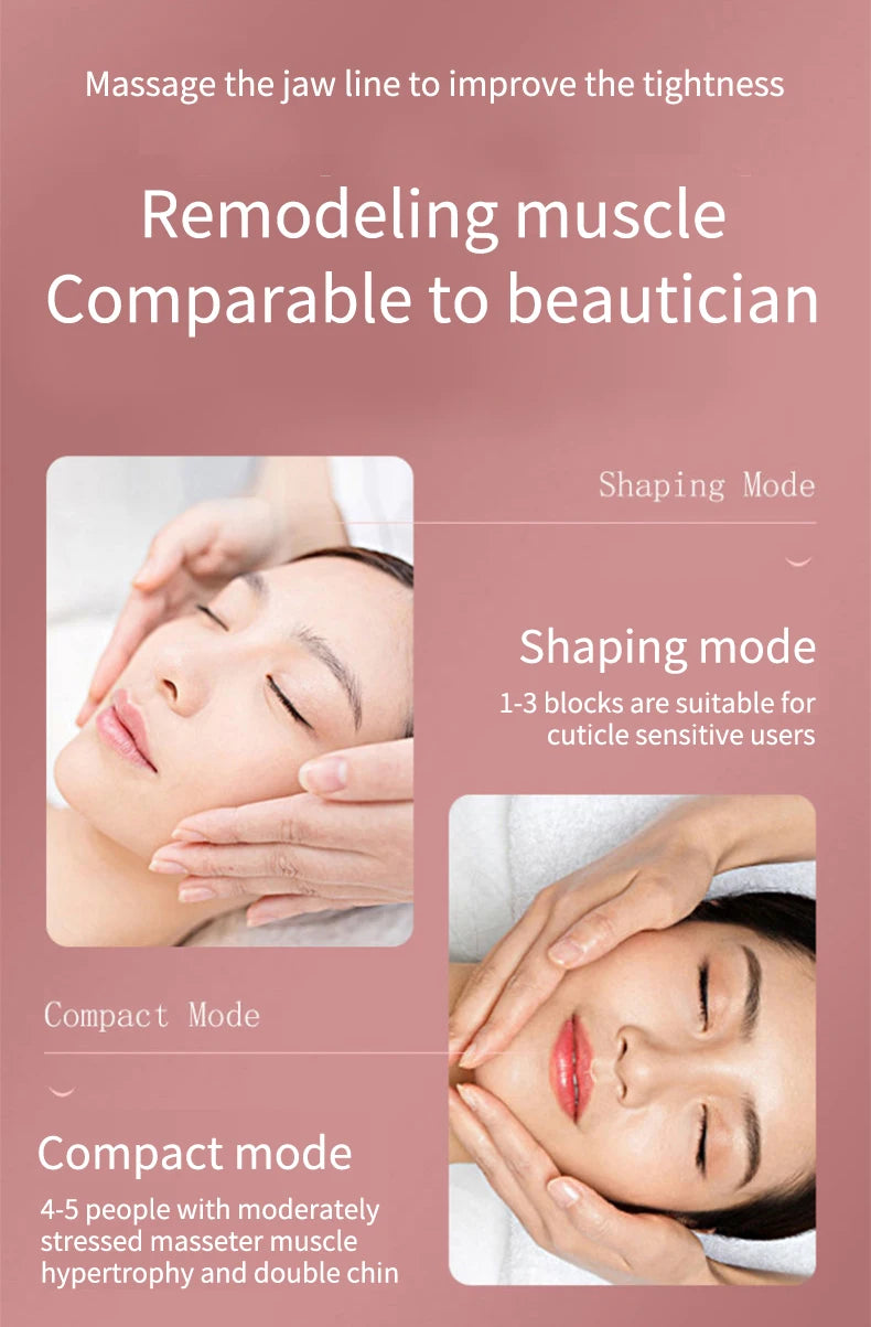 Dispositivo Lifting Facial LED Fototerapia - Massageador Vibracional Aquecido Papada Rosto V