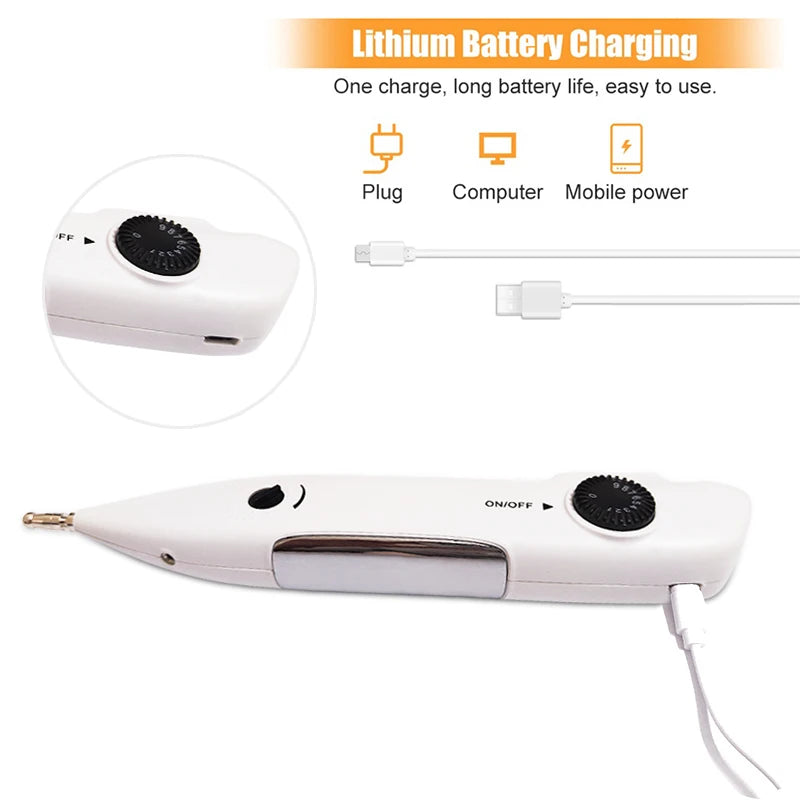 Caneta Acupuntura Eletrónica TENS - Terapia Laser Digital para Massagem e Estimulação Muscular