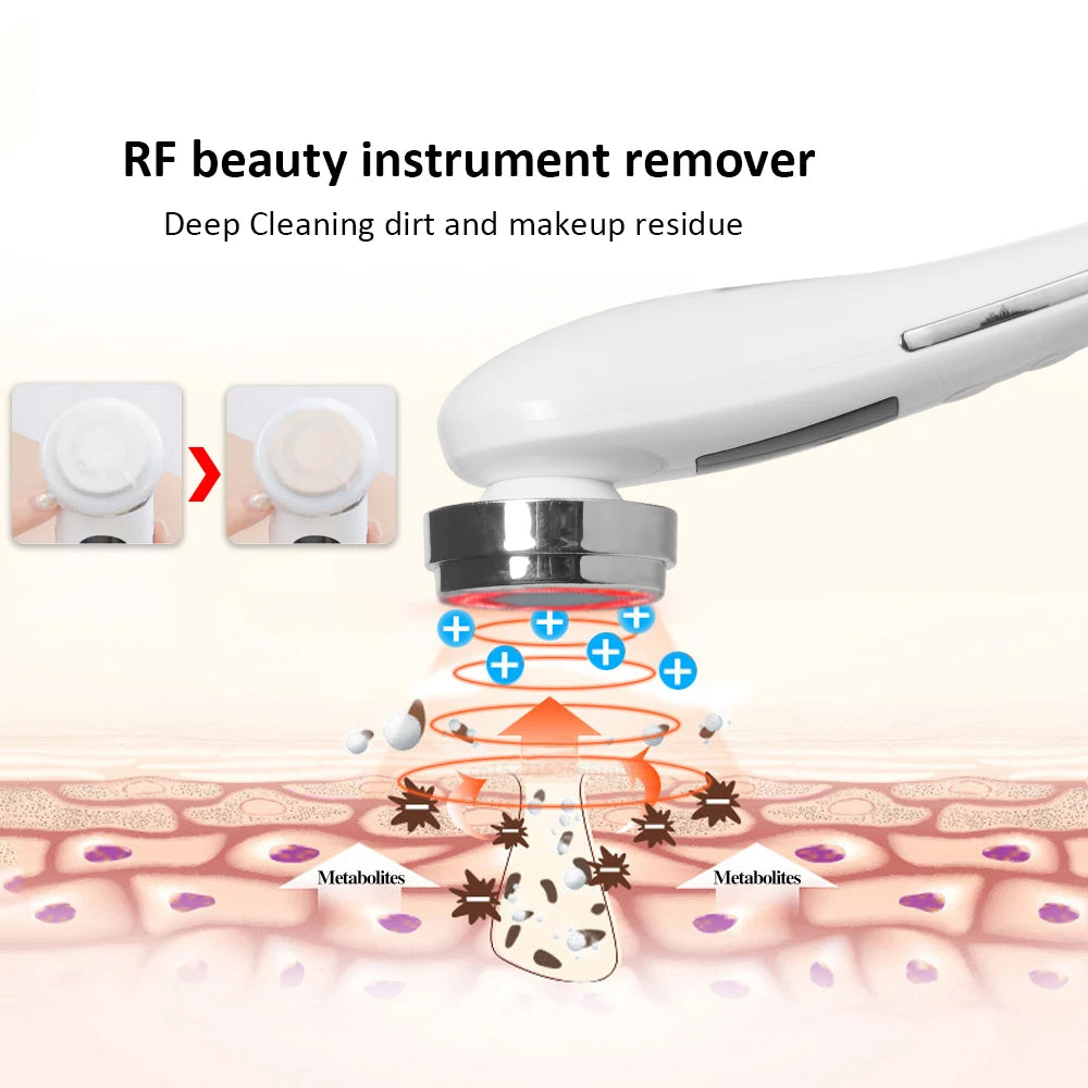 Massageador Facial Mesoterapia 8 em 1 - Radiofrequência EMS Lifting Firmeza LED Cuidados Pele