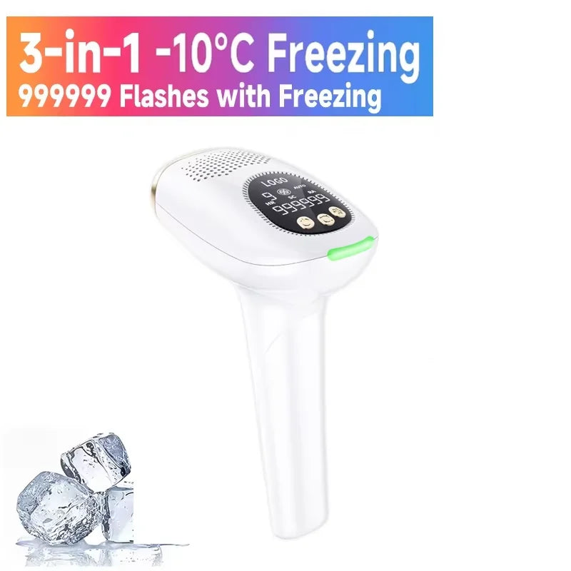 Depilador IPL Laser Feminino Profissional - Luz Pulsada Elétrico Rosto Corpo Biquíni 999.999 Flashes