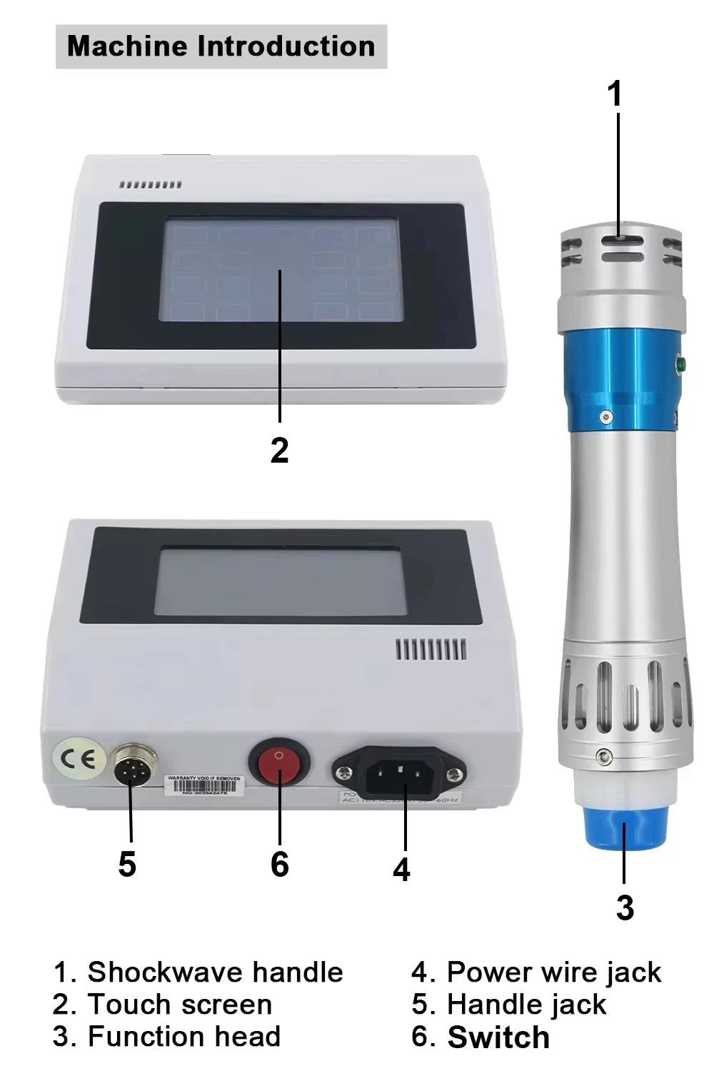 Máquina Terapia Ondas Choque 300mj Profissional - 7 Cabeças Fisioterapia Alívio Dor Relaxamento