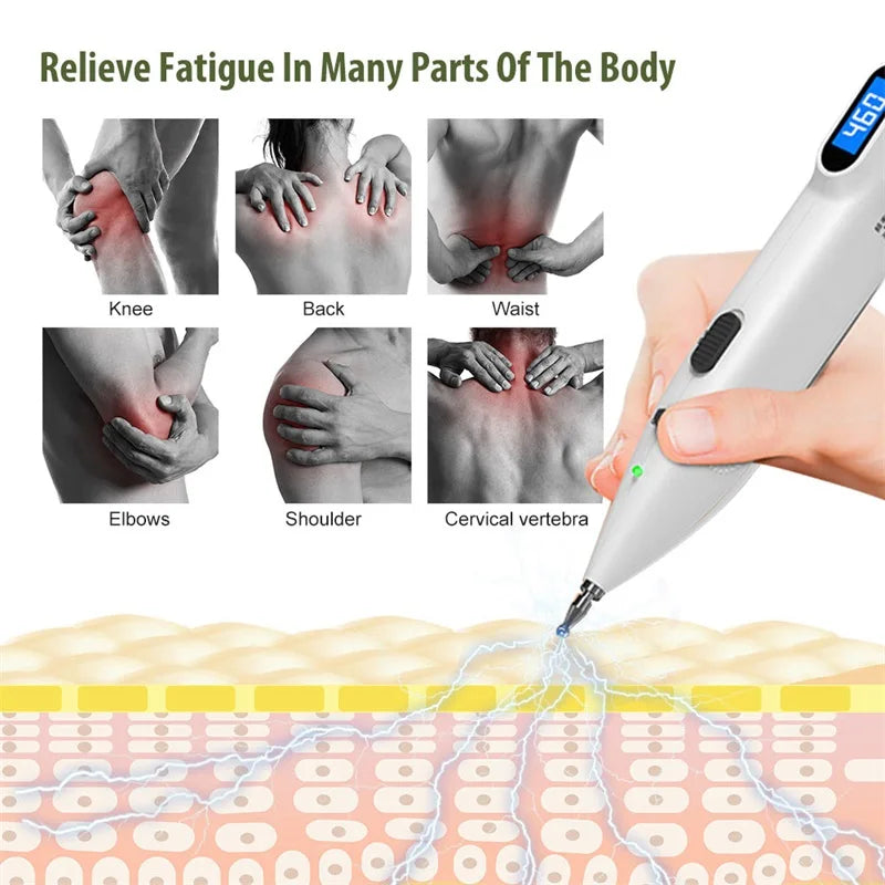 Caneta Acupuntura Eletrónica TENS - Terapia Laser Digital para Massagem e Estimulação Muscular