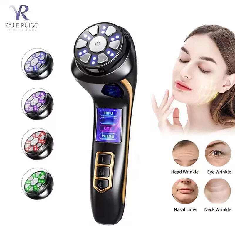 Máquina HIFU Mini 4 em 1 3ª Geração - EMS Aquecimento Massageador Facial Corpo Ultrassom