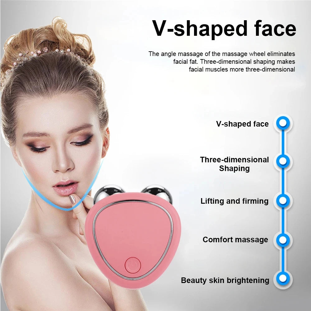 Máquina de Lifting Facial - Massageador Facial com Microcorrente e Rolo para Rejuvenescimento e Beleza