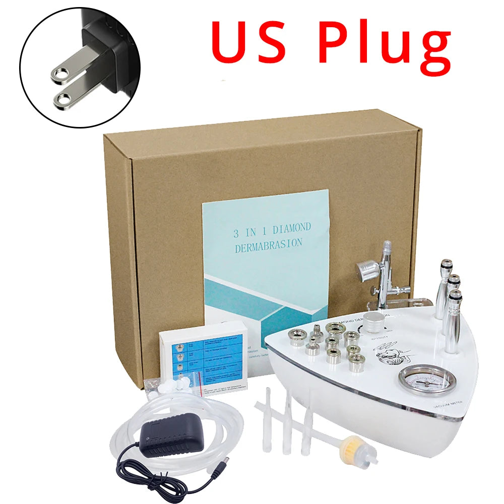 Máquina Microdermoabrasão Diamante 3 em 1 - Vácuo 65-68cmHg Esfoliação Peeling Hidratação