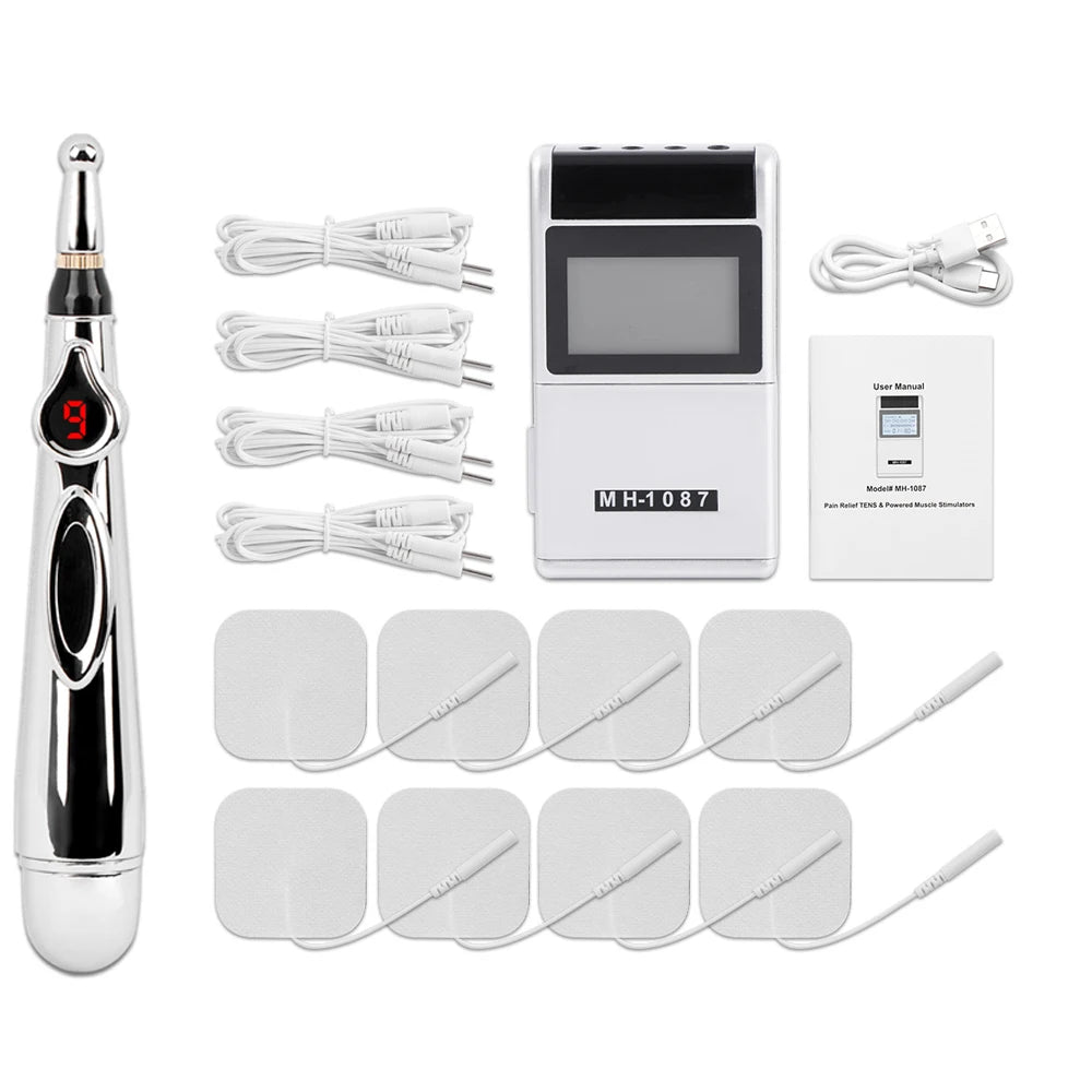 Estimulador Muscular Elétrico EMS 15 Modos - TENS 20 Níveis Fisioterapia Massagem Corporal + Caneta