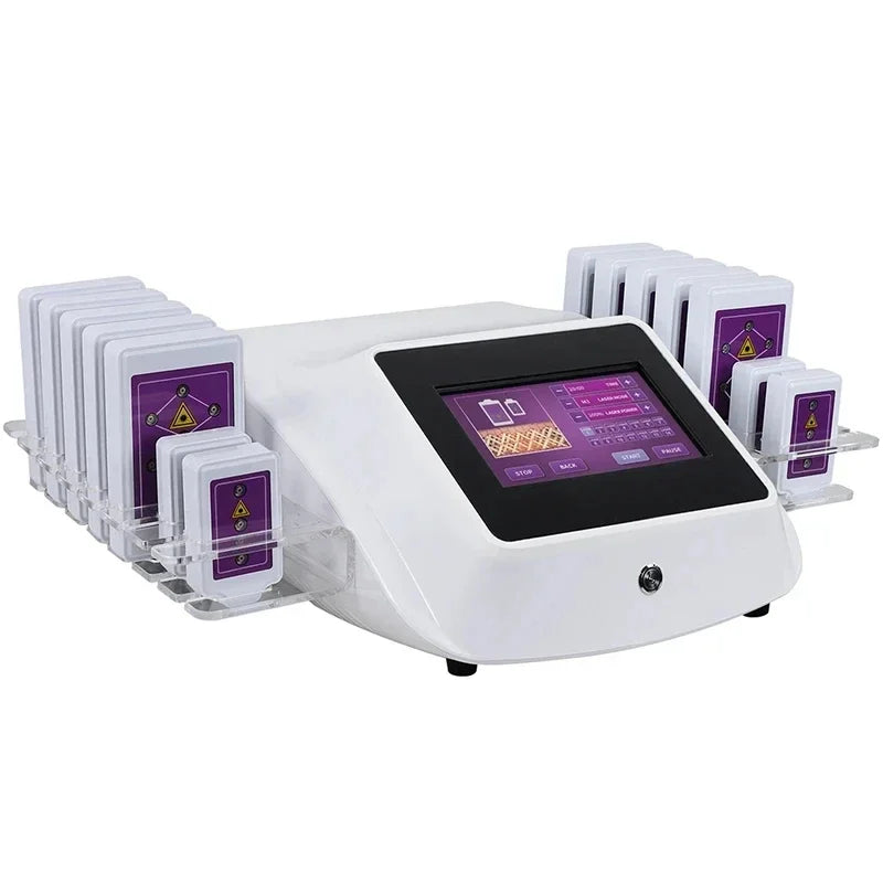 Máquina Laser Profissional Redução de Gordura - Equipamento Anticelulite com 14 Almofadas