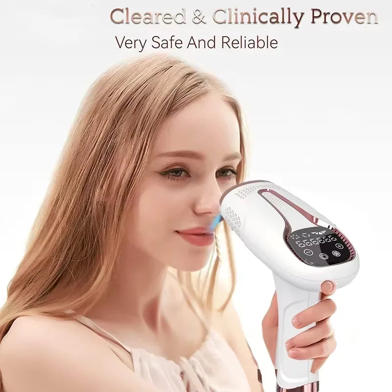 Depilador IPL Laser Feminino Profissional - Luz Pulsada Elétrico Rosto Corpo Biquíni 999.999 Flashes