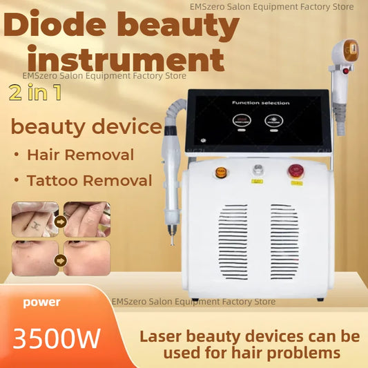 Máquina Laser Diodo Multifuncional 2 em 1 - Depilação e Remoção Tatuagens 3 Comprimentos Onda
