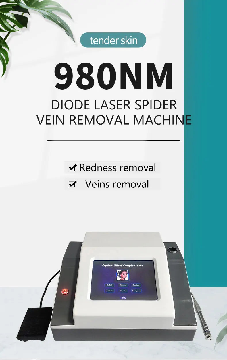 Máquina Laser Diodo 2 em 1 - Remoção Vasos Sanguíneos 980nm Tratamento Vascular