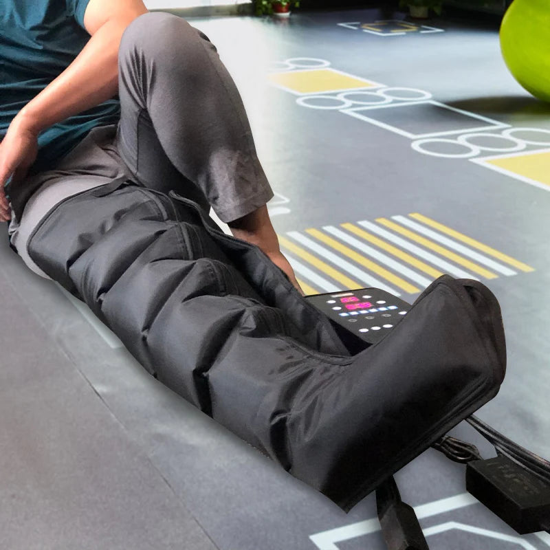 Presoterapia - Massageador de Pernas com Compressão de Ar 6 Câmaras e LCD