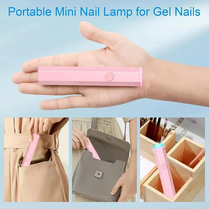 Lâmpada Portátil de Mão Mini para Unhas para Todo Verniz Gel Secagem Rápida Máquina Secadora de Unhas USB Lâmpada UV LED para Unhas Mini Caneta Lanterna