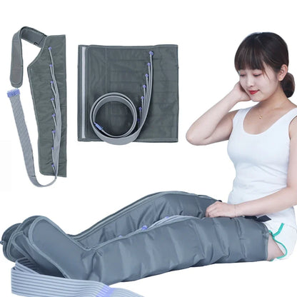 Massageador de Pressoterapia com 8 Airbags - Compressão de Ar para Pernas e Pés com Vibração e Terapia Infravermelha
