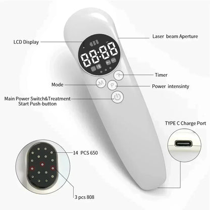 Laser Terapêutico LLLT Profissional 650nm/880nm - Alívio da Dor e Fisioterapia