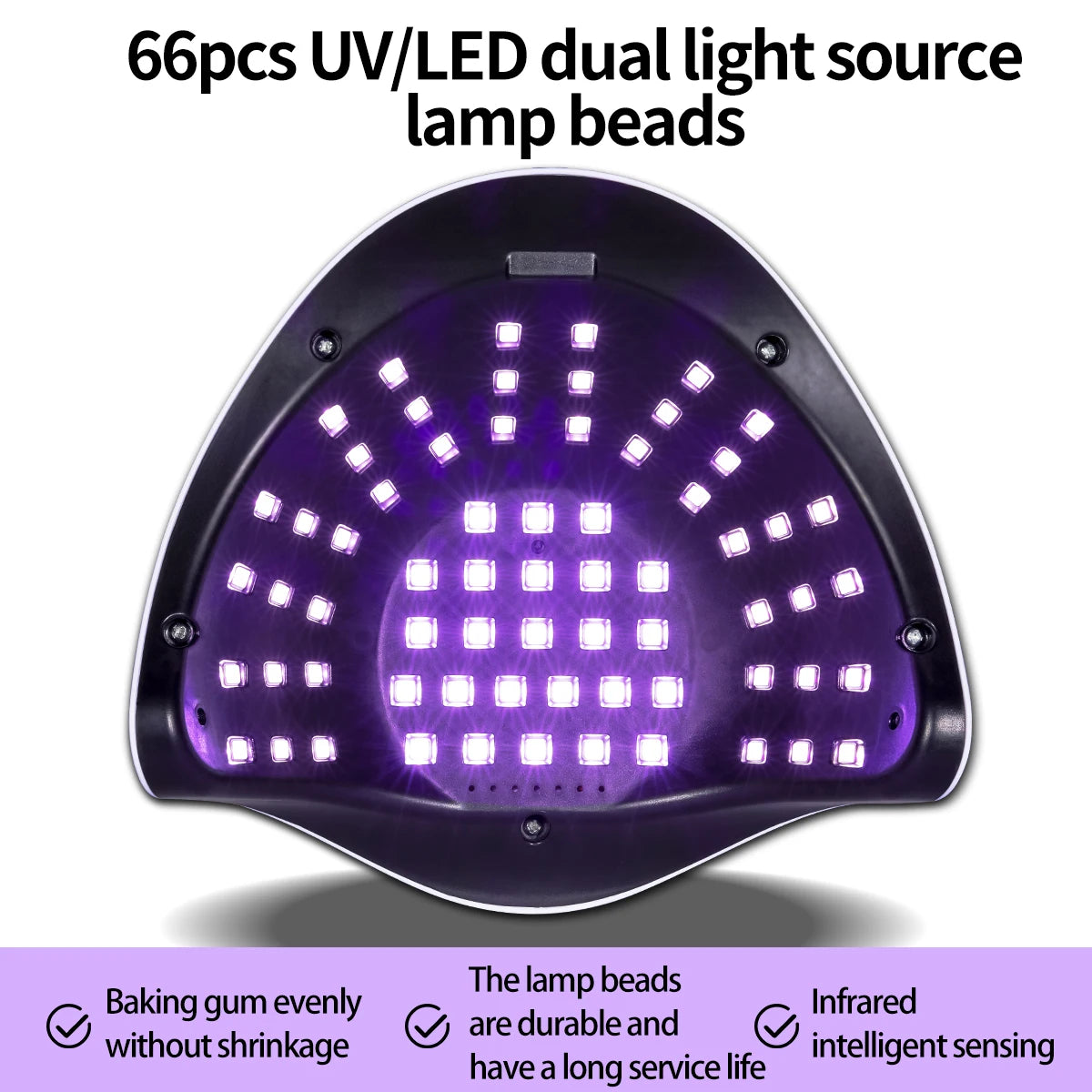 66 Contas da Lâmpada Fonte de Luz Dupla Lâmpada para Unhas,Secador de Unhas UV de Alta Potência para Todo Verniz Gel de Unhas, Luz de Fototerapia LED para Unhas de Salão