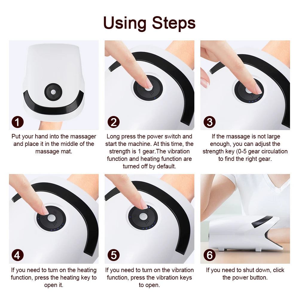 Massageador Inteligente de Mãos Hailicare - Pressão de Ar e Compressão Térmica para Alívio Muscular