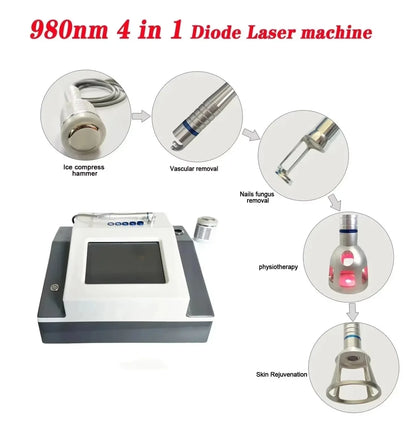 5 In 1 980nm Diode Laser Machine Nail Fungus Treatment Spider Veins Vascular Removal Skin Rejuvenation Beauty Device
