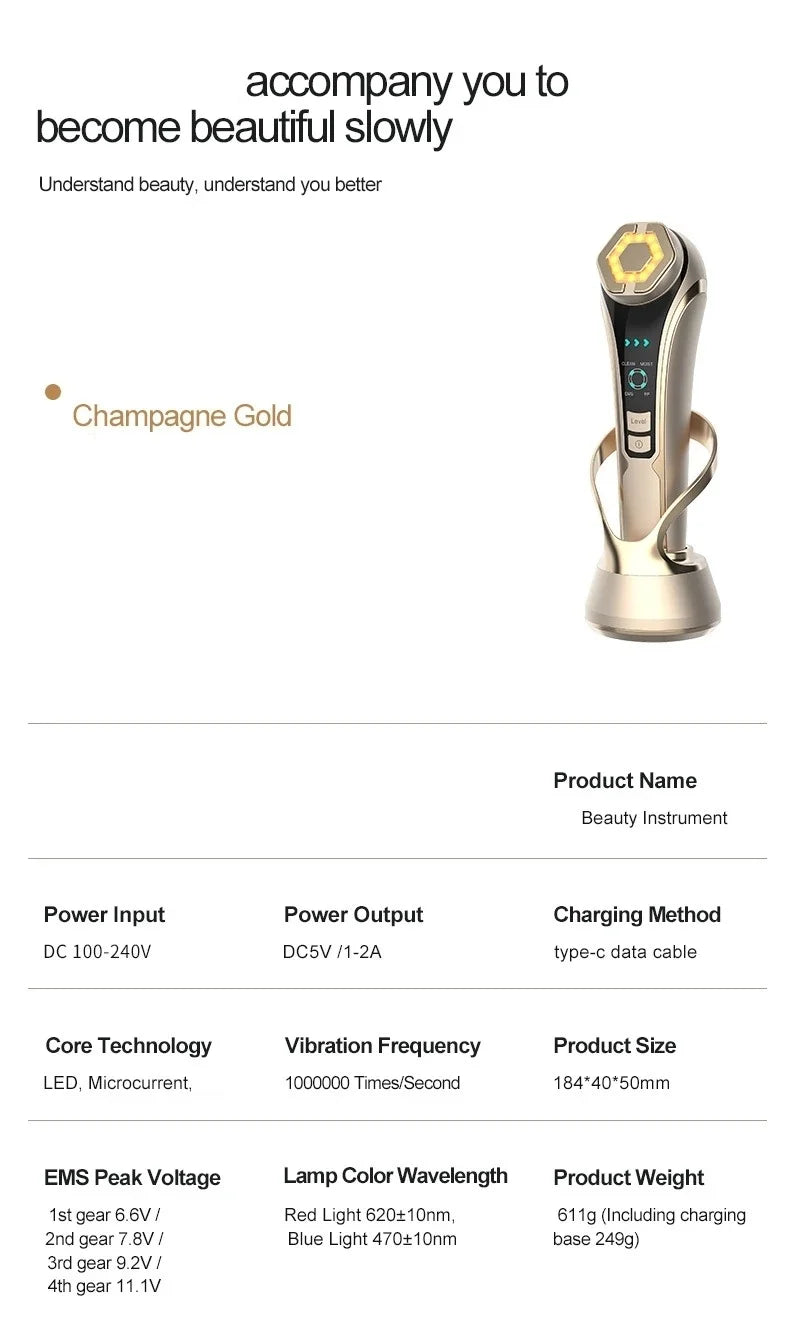 Novo Dispositivo RF Lifting e Firmeza Facial - Rejuvenescimento EMS Microcorrente Equipamento Beleza Doméstico