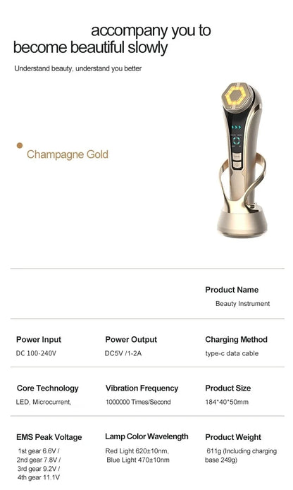 Novo Dispositivo RF Lifting e Firmeza Facial - Rejuvenescimento EMS Microcorrente Equipamento Beleza Doméstico