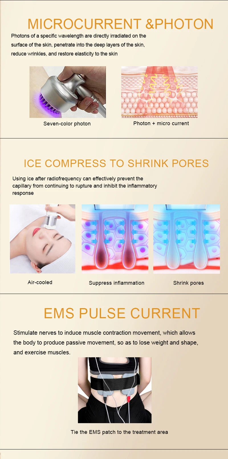 Máquina Estética 9 em 1 - Cavitação 40K Radiofrequência Vácuo Laser Emagrecimento Corporal