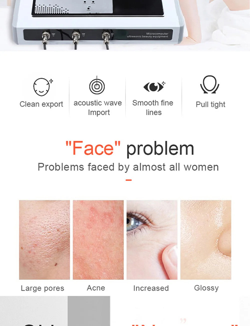 Máquina de Ultrassom 1 MHz para Casa - Terapia Facial e Corporal Anti-Envelhecimento 2024