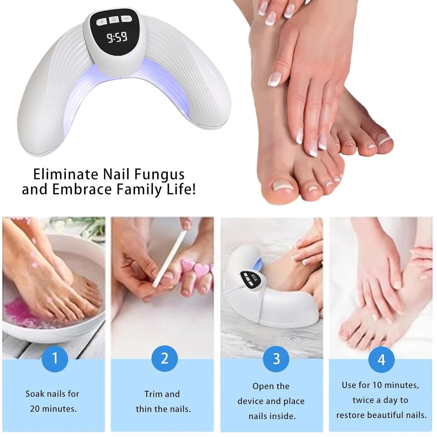 Fungal Nail Laser Treatment Device - Anti Fungus for Toenail & Fingernail Infections Onychomycosis, Paronychia, Ingrown Toenail
