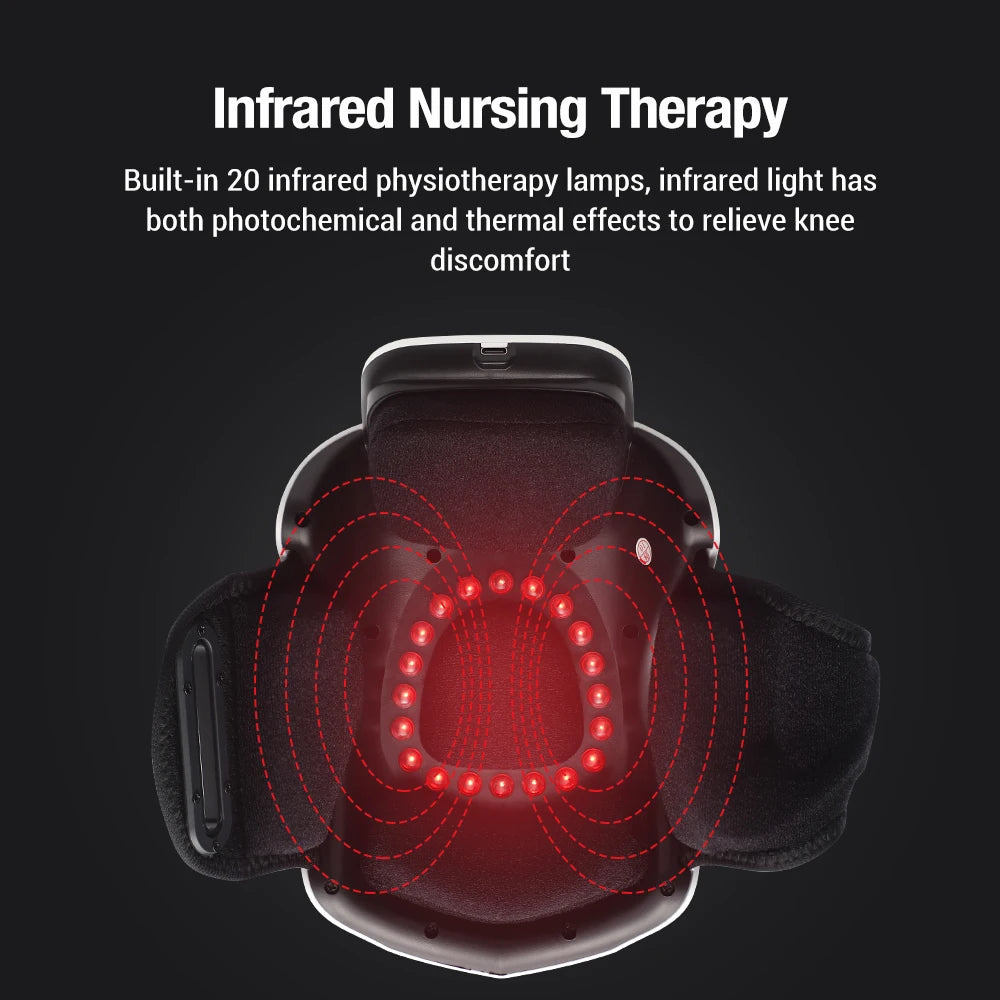 Massageador Inteligente Joelho com Compressão Térmica - Alívio Dores Articulares Laser Infravermelho