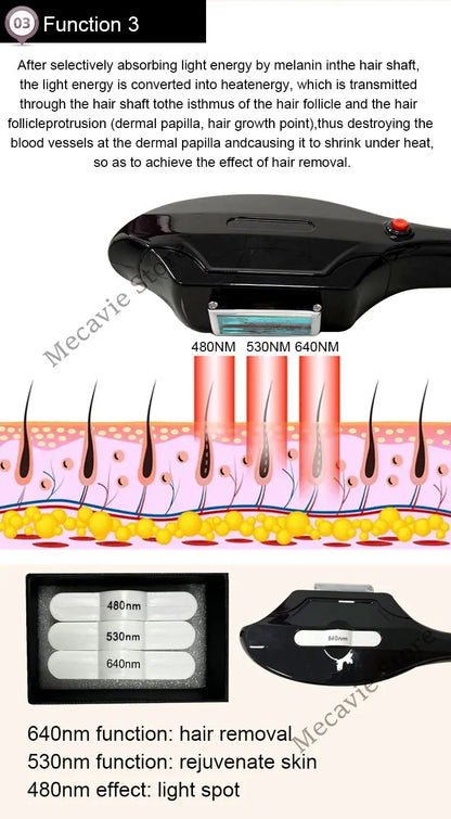 Máquina Laser 4 em 1 - Diodo Pico 808nm Peeling Carbono RF IPL Remoção Tatuagens