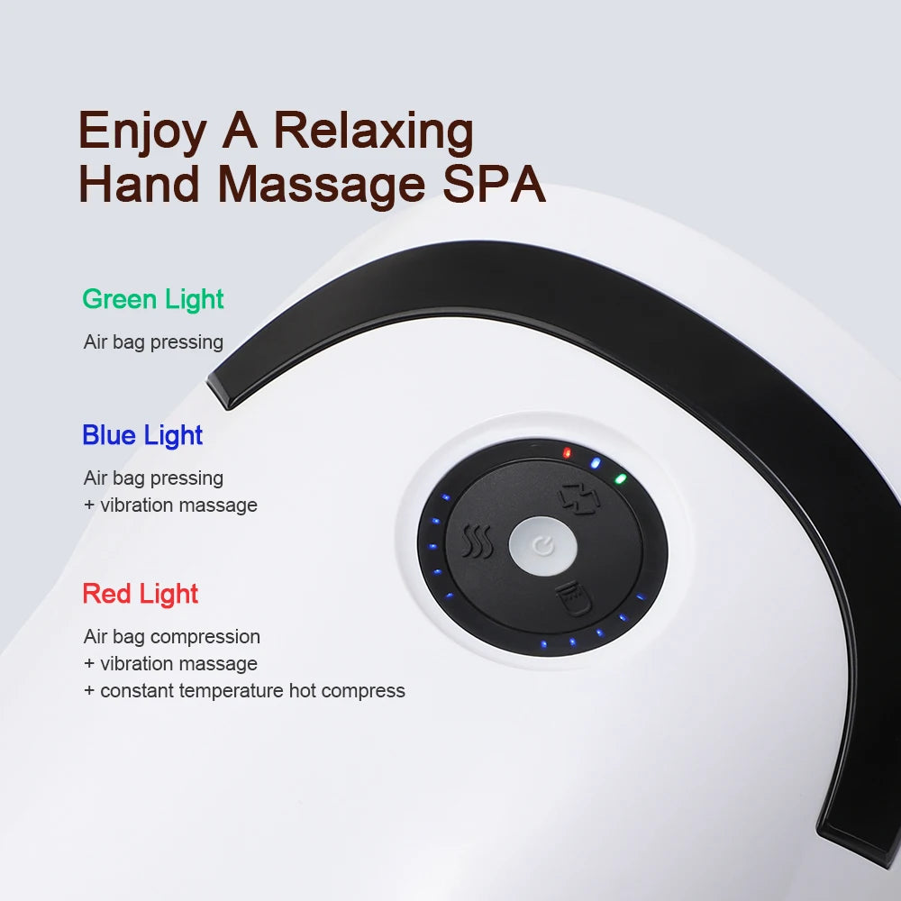 Massageador Inteligente de Mãos Sem Fios - Pressão de Ar, Vibração e Compressão Térmica