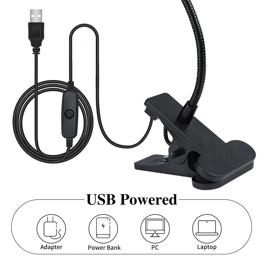 Lâmpada de Cura de Gel UV para Unhas 5W, Luz UV LED com Clipe e Tubo Flexível, Secador de Unhas para Verniz Gel